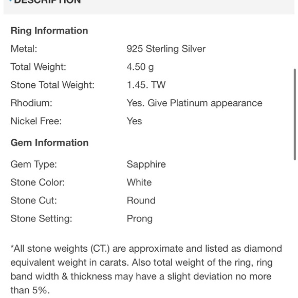 Italo Eternity Created White Sapphire Wedding Band Size 5 3/4 Brand New - Picture 2 of 2